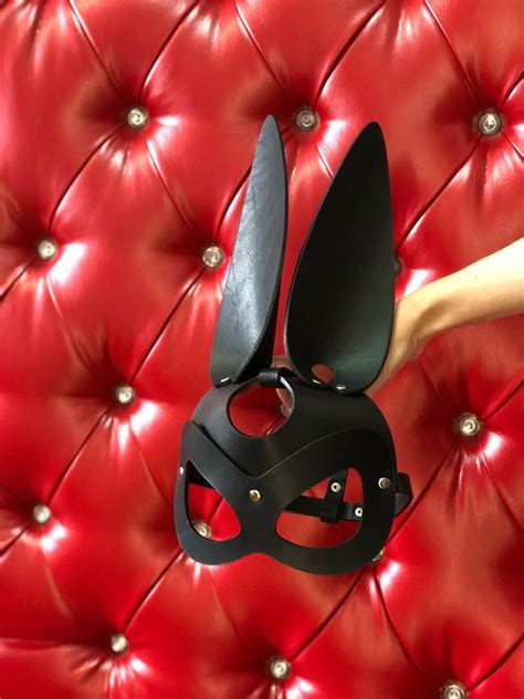 Mask Of Leather Bunny Ears Bdsm Mask Halloween Mask Etsy