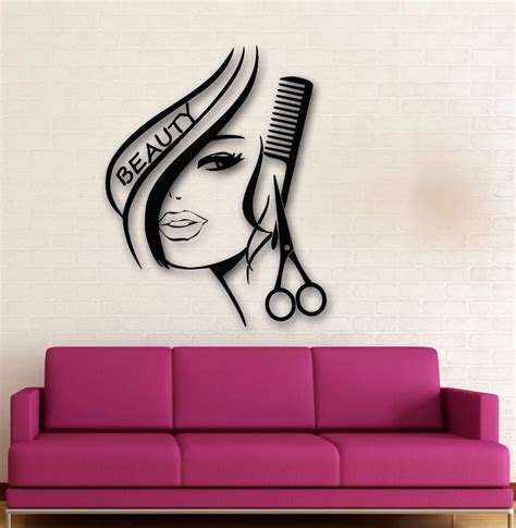 newly arrived removable wall stickers vinyl decor hair beauty salon barbershop sexy girl wall
