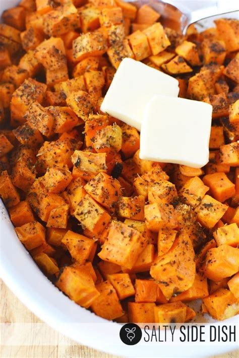 Sweet potato, coarse kosher salt, kroger unsalted butter, cinnamon and 2 more. Learn how to bake diced sweet potatoes in oven with savory ...
