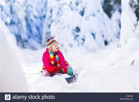 Funny Little Toddler Girl Playing Snow Ball Fight Kids