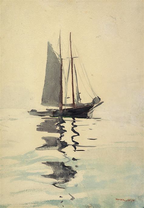 Two Masted Schooner With Dory Drawing By Winslow Homer Fine Art America