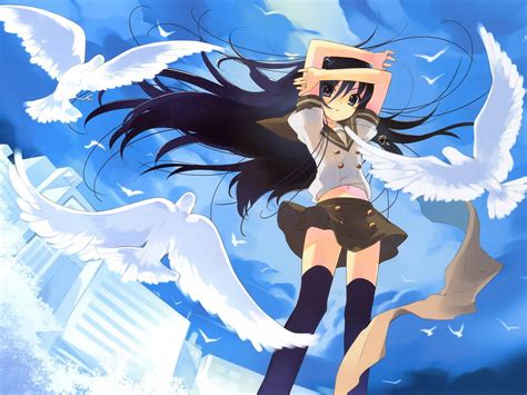 Wallpaper Illustration Anime Girls Thigh Highs School Uniform