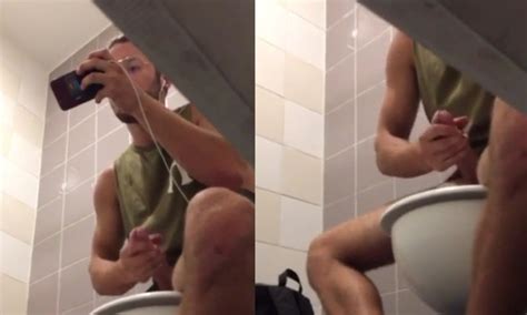Hung Man Caught Jerking In Public Toilet Spycamfromguys Hidden Cams Spying On Men