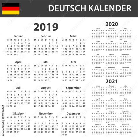 German Calendar For 2019 2020 And 2021 Scheduler Agenda Or Diary