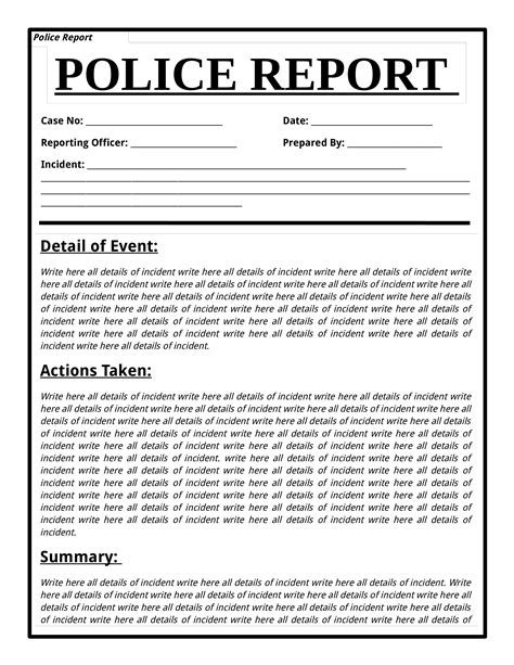 Free Police Report Template Templates At