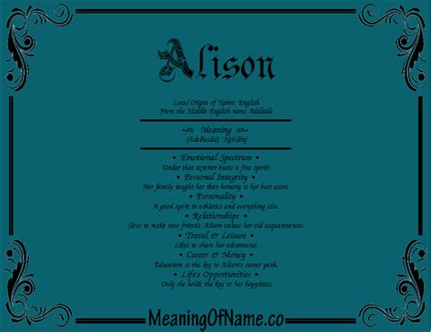 Alison Meaning Of Name