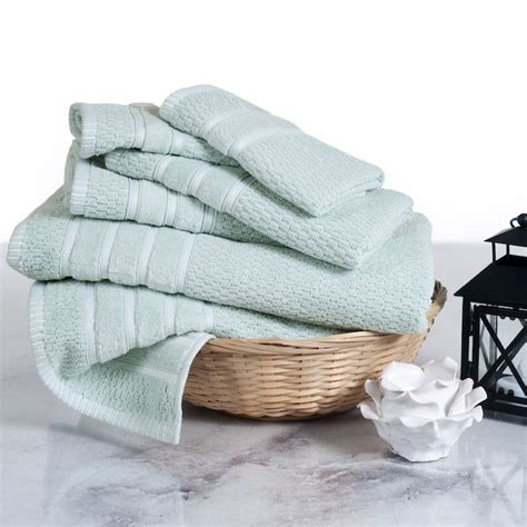 Hastings Home 6 Piece Seafoam Cotton Bath Towel Set Bath Towels In