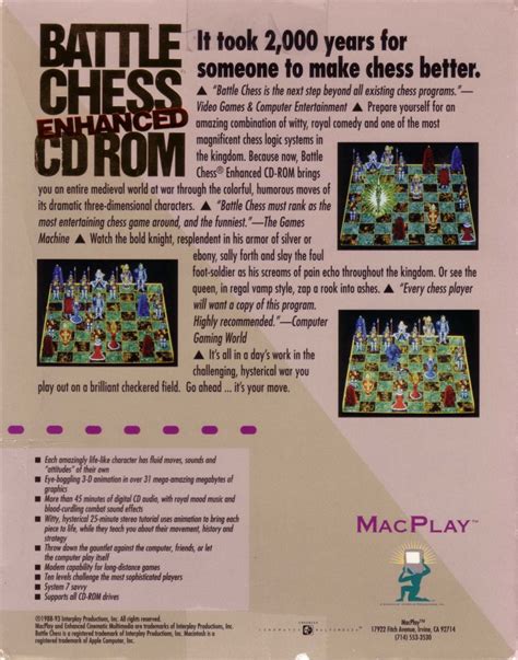 Battle Chess Enhanced Cd Rom 1991 Box Cover Art Mobygames
