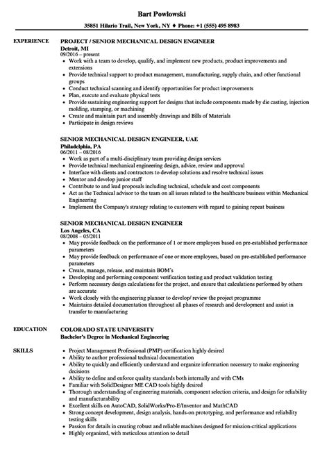 These mechanical engineering resumes can be used by anyone pursuing a career in the said field. Resume Samples For Design Engineers Mechanical - Mechanical Design Engineer CV Sample
