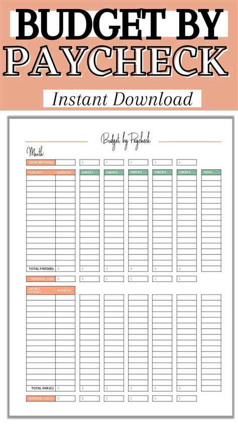 Paycheck Budgetfinance T Budget Plannerbudget By Etsy Budgeting