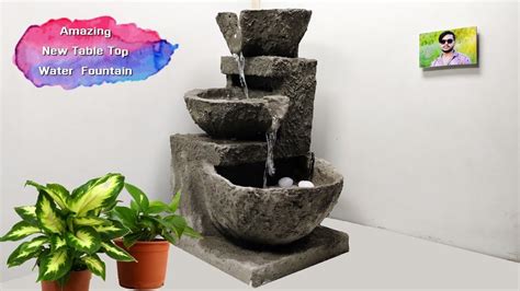 Wow Amazing Home Made Cement Table Top Water Fountain Indoor