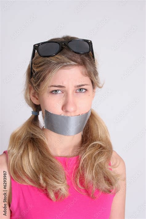 Blond Woman Gagged With Duct Tape Stock Photo Adobe Stock