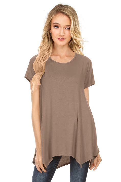 Nyl Apparel Womens Short Sleeve Scoop Neck Flowy Tunic Top Made In