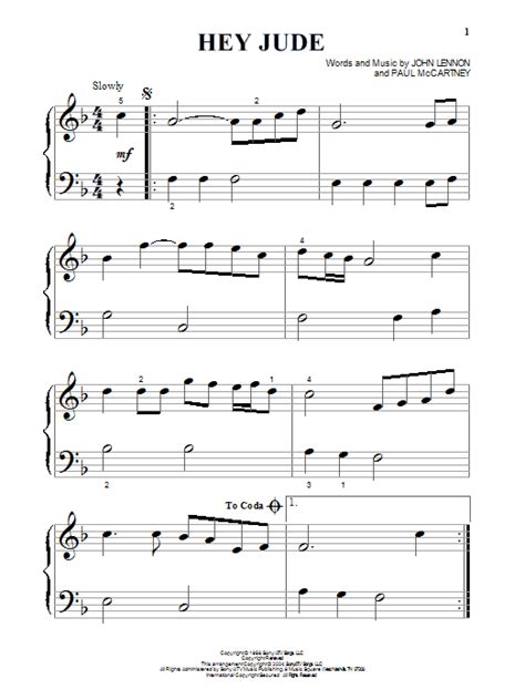 Whether it be rhythmic chording in the verse, creative bluesy motions in the chorus, or all out piano jamming in the outro, this song will boost your piano skills. Hey Jude sheet music by The Beatles (Piano (Big Notes) - 26652)