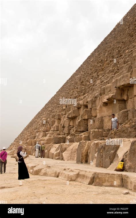Egyptian Tourists Pose For Photos At The Great Pyramid Of Giza Pyramid