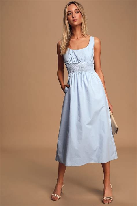 Simplicity Is Best Light Blue Sleeveless Midi Dress Light Blue Dress