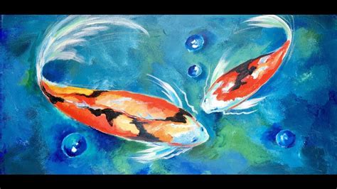 How To Paint Two Koi Fish In A Blue Lagoon By Ginger Cook A Beginner