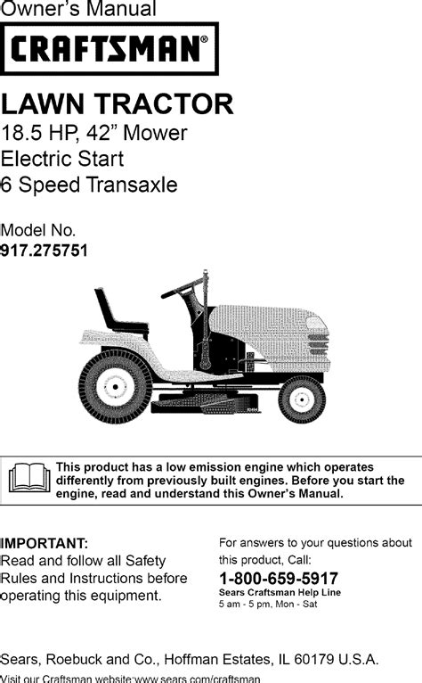 Craftsman Lawn Tractor Manual 917