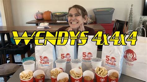 Wendys 4x4x4 Value Meal Challenge Girls Vs Food ~ 4 Meals ~ 16 Items