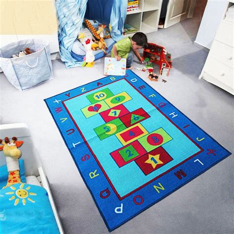 Childrens Girls Boys Hopscotch Bedroom Playroom Floor Mat Carpets Kids