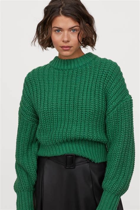 Chunky Knit Jumper Green Ladies Handm Gb Chunky Knits Sweater
