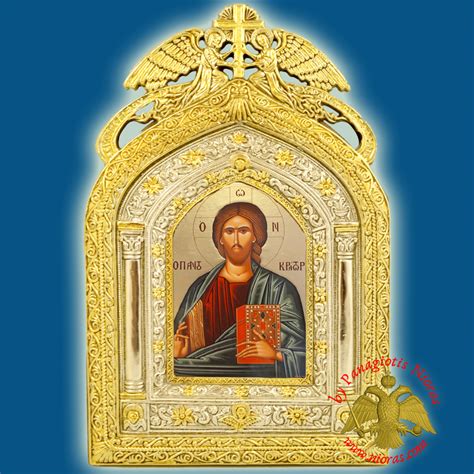 Angels Frame Holy Icon Of Jesus Christ Paper Icon Byzantine Silver