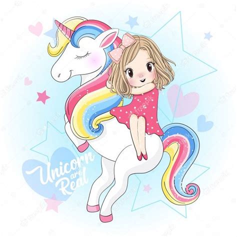 Cute Girl Sitting On The Unicorn In 2021 Cute Girl Illustration