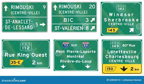 Guide Road Signs In Quebec Canada Stock Illustration Illustration