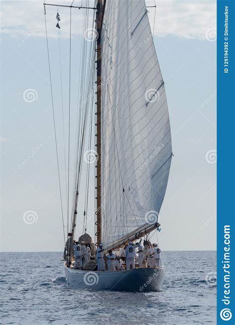 Sailboat The Old Style On Mediterranean Sea Editorial Photography