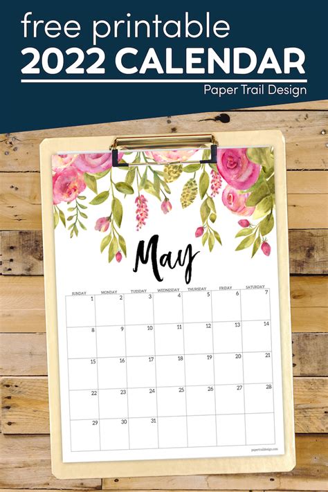 Free Printable 2022 Floral Calendar Paper Trail Design