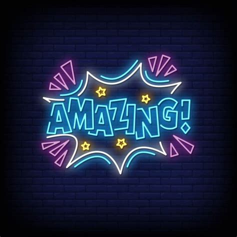 Amazing Neon Signs Style Vector Text In 2021 Neon Signs Neon Signs