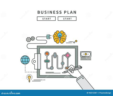 Simple Line Flat Design Of Business Plan Modern Illustration Stock
