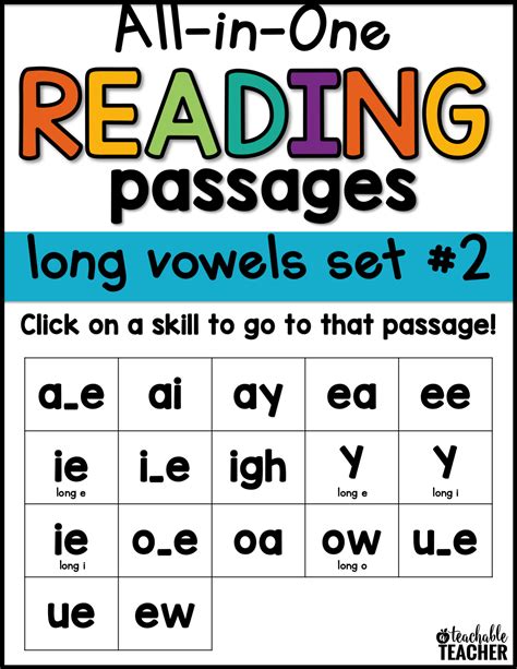 All In One Reading Passages Long Vowels 2nd Edition A Teachable Teacher