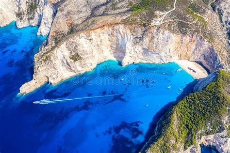 Aerial Drone View Of The Famous Shipwreck Navagio Beach On Zakynthos