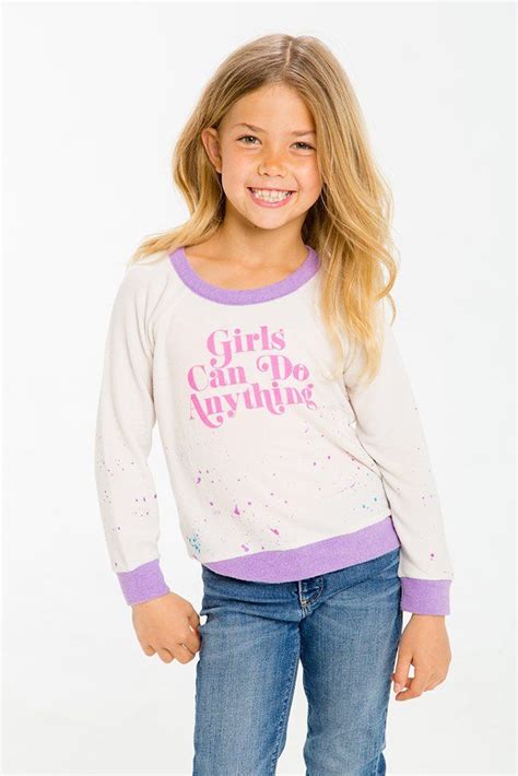 Chaser Kids Go Girls Love Knit Raglan Pullover Little Girl