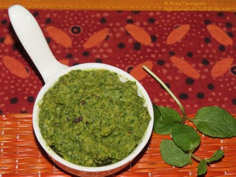 Pudina Pachadi Or Mint Chutney For Rice Andhra Style H Ram