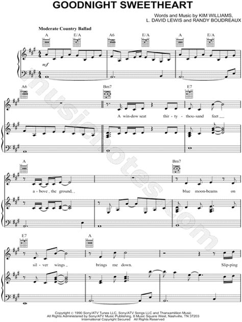 David Kersh Goodnight Sweetheart Sheet Music In A Major Transposable Download And Print
