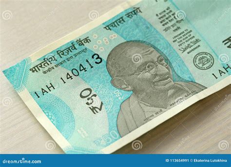 A New Banknote Of India With A Denomination Of 50 Rupees Indian