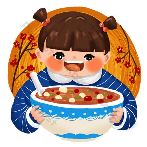 Laba Festival Laba Congee Cartoon Cute Character Scene Eating Congee