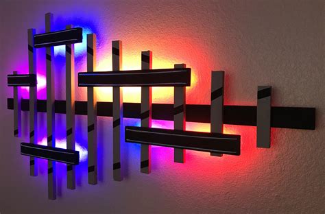 [artist Store] Modern Wall Art With Led Backlights And El Wire Accent