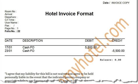 Invoice Sample For Hotels Hotel Invoice Sample Format Word Hotel