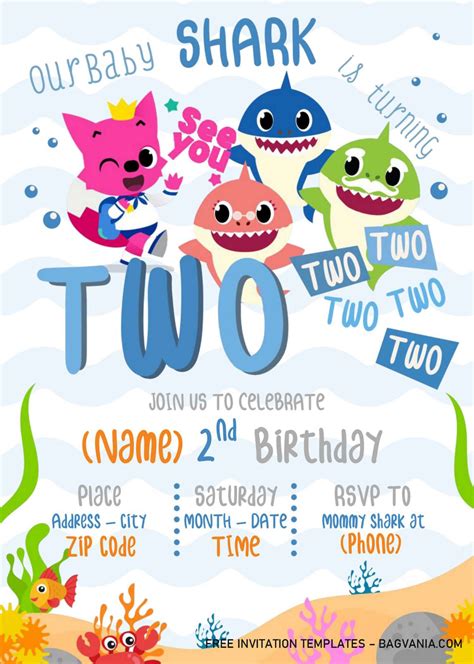 Editable Baby Shark Birthday Invitation Free Template Printable Templates