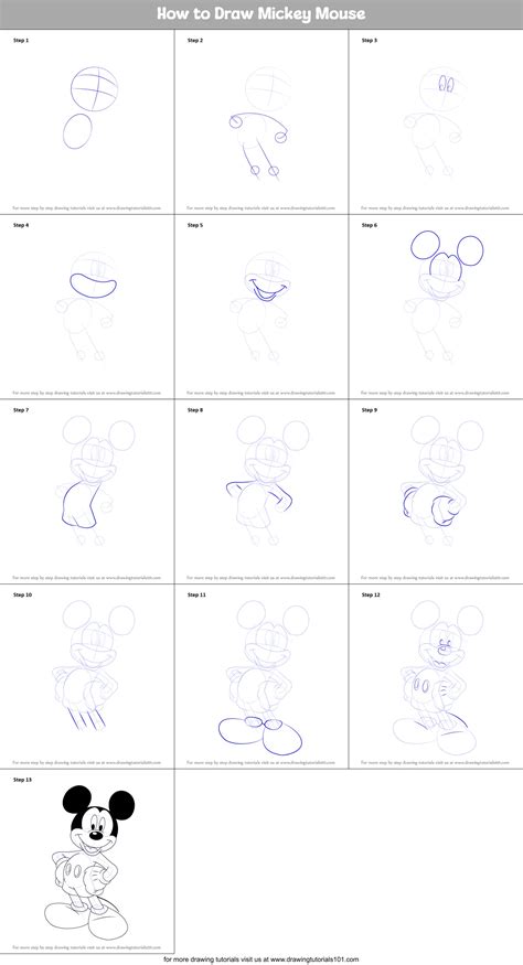 How To Draw Mickey Mouse Step By Step Drawing Tutoria