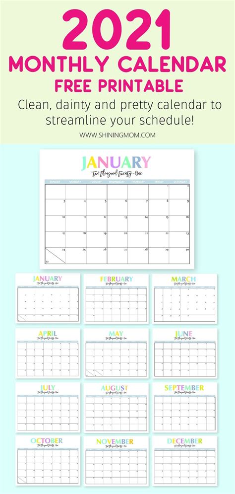 And remember to share this post on pinterest and help us grow our website! Free Printable 2021 Calendar: So Beautiful and Colorful ...