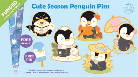 Chibii Illustration Cute Season Penguin Hard Enamel Pins By Judy Chea