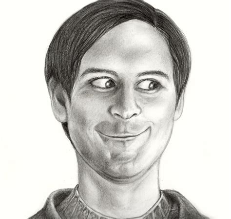 First, i mark the outmost top and bottom and left and right edges of the head. Realistic Drawing | Tobey Maguire Face | Know Your Meme