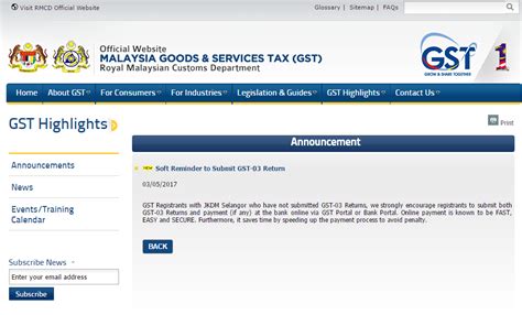 For individuals who are required to file your personal income tax in malaysia, you may be interested to know unknown april 14, 2017 at 1:00 am. Soft Reminder for the GST Submission