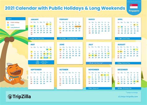 Printable Calendar 2021 With Holidays Singapore Yearmon