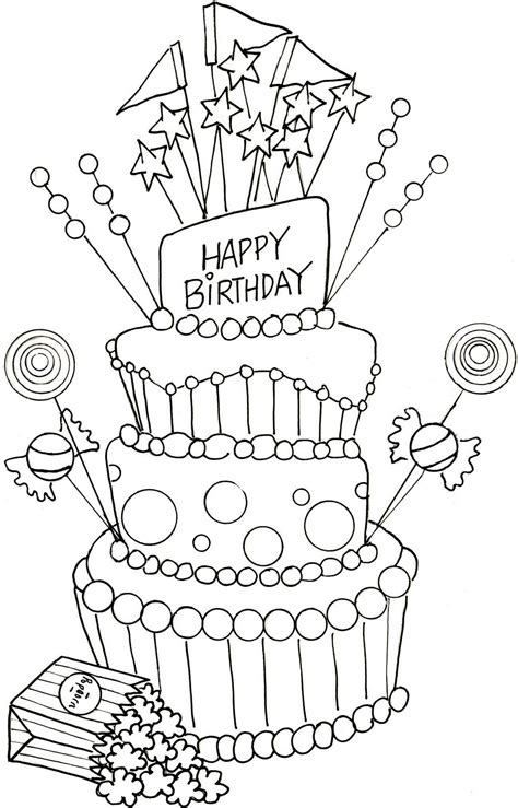 Happy birthday coloring pages 119. Happy Birthday Cake Drawing at GetDrawings | Free download