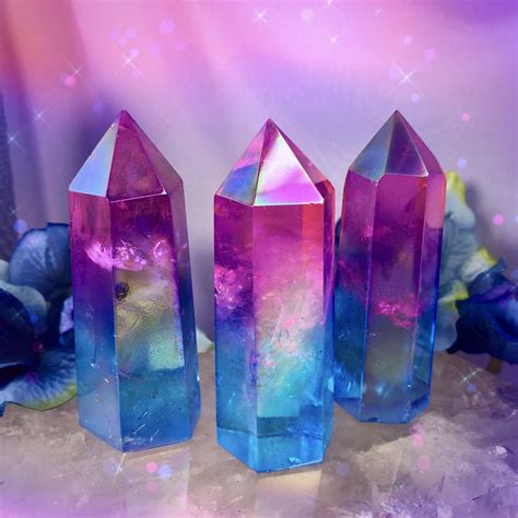 Love And Tranquility Pink And Blue Aura Quartz Generators For Connection
